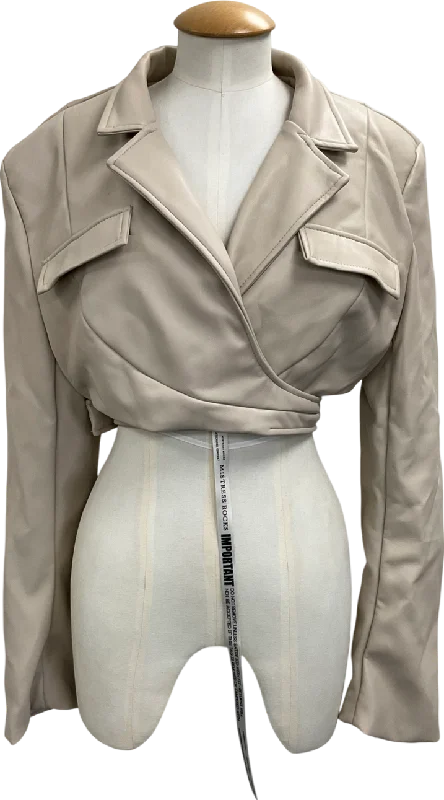 Women's Mandarin Collar SweatersMistress Rocks Beige Wrap Jacket In Taupe UK S