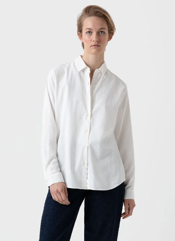 Women's Blouse with Boat CollarWomen's Corduroy Shirt in Ecru