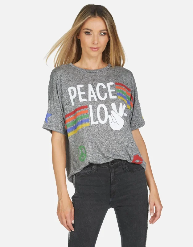 Women's Blouse with Keyhole NeckJolene Peace Love Stripe