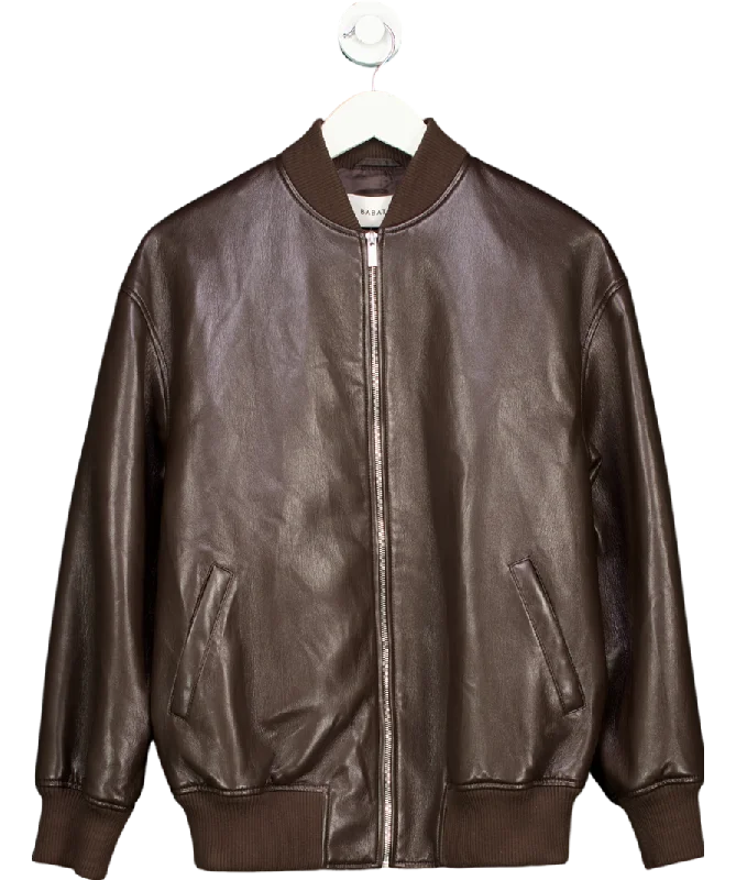 Women's Georgian Wool SweatersBabaton Brown Avedon Vegan Leather Bomber Jacket UK S