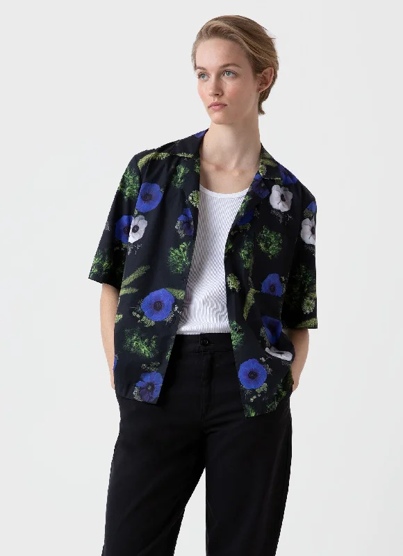 Women's Blouse with Shirt CollarWomen's Charlotte Gosch Camp Collar Shirt in Sea Moss