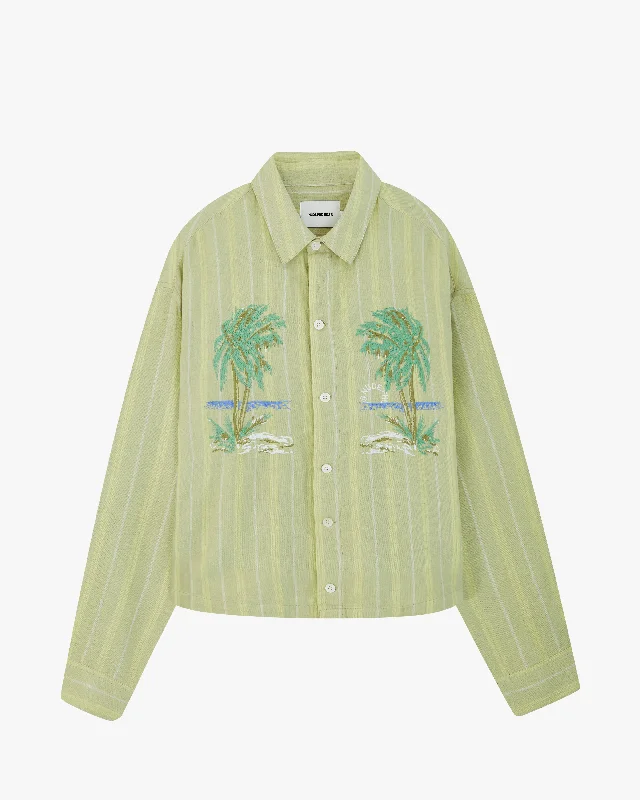 Women's Button-Up BlousePALM SHIRT GREEN