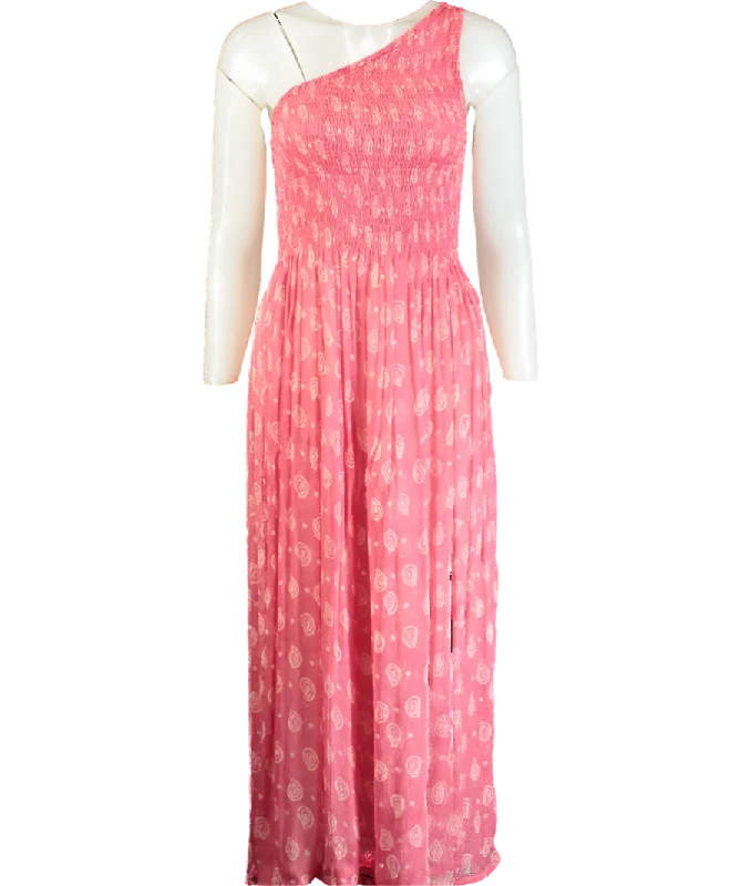 Women's Scottish Tweed SweatersCloe Cassandro Pink Printed Asymmetric Mesh Dress UK XS