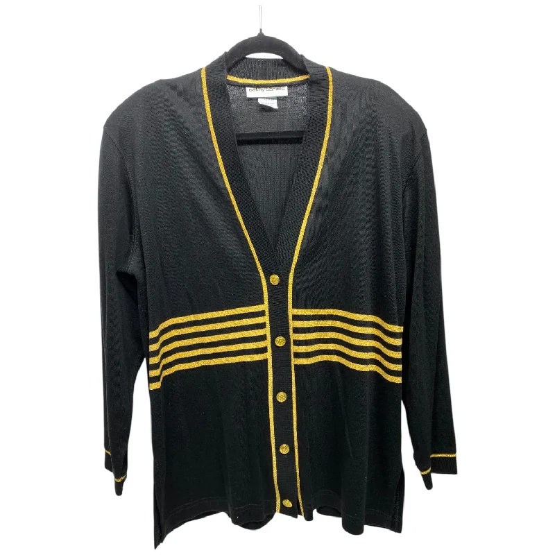 Women's Crop SweatersCardigan By Cathy Daniels In Black & Gold, Size: M