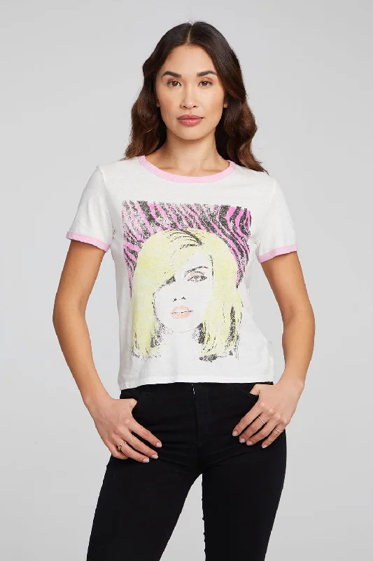 Women's Blouse with Shirt CollarBlondie Punk Poster Ringer Tee