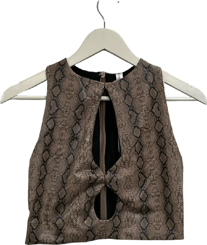 Women's Wide Collar SweatersMistress Rocks Brown Daybreak Snakeprint Sleeveless Top UK M