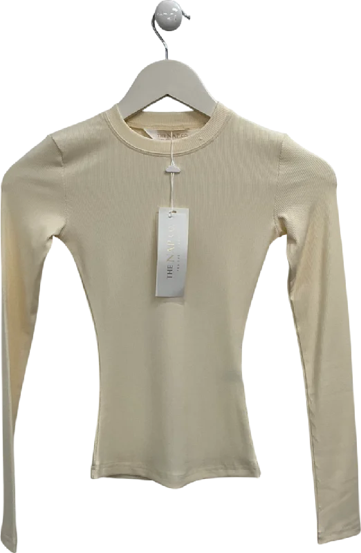 Women's Lapel Collar SweatersThe NAP Co. Cream Pointelle Long Sleeve Top UK XS