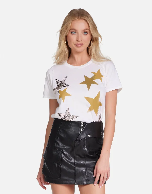 Women's Blouse with V-Shaped CollarCroft Gold Crystal Multi Stars