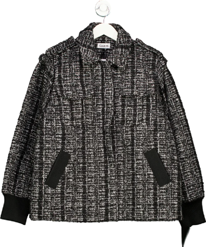 Women's Romanian Wool SweatersCloeys Black Oversize Tweed Jacket UK S