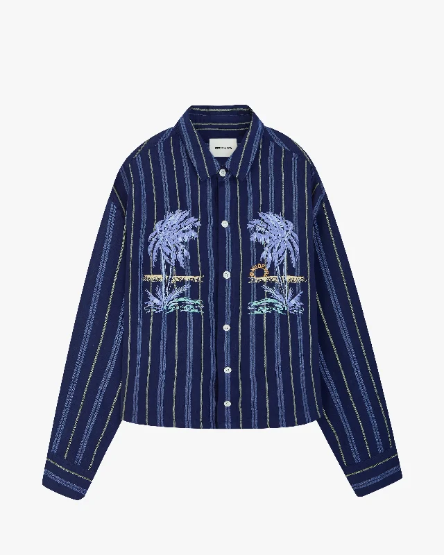 Women's Blouse with BeltPALM SHIRT NAVY