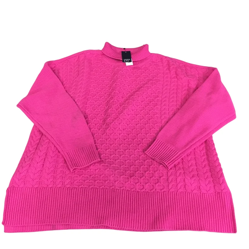 Women's Notched Collar SweatersSweater By Crown And Ivy In Pink, Size: M