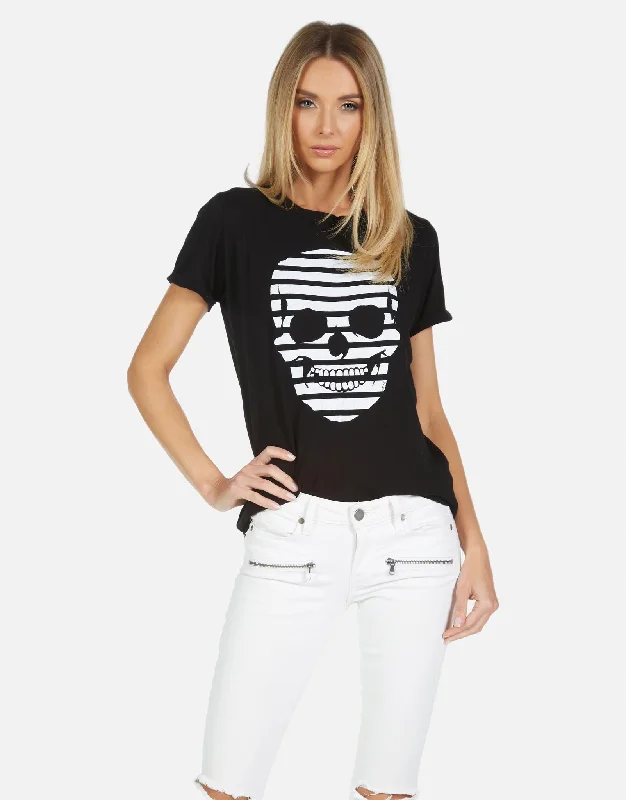 Women's Blouse with Keyhole CollarEdda Stripe Skull