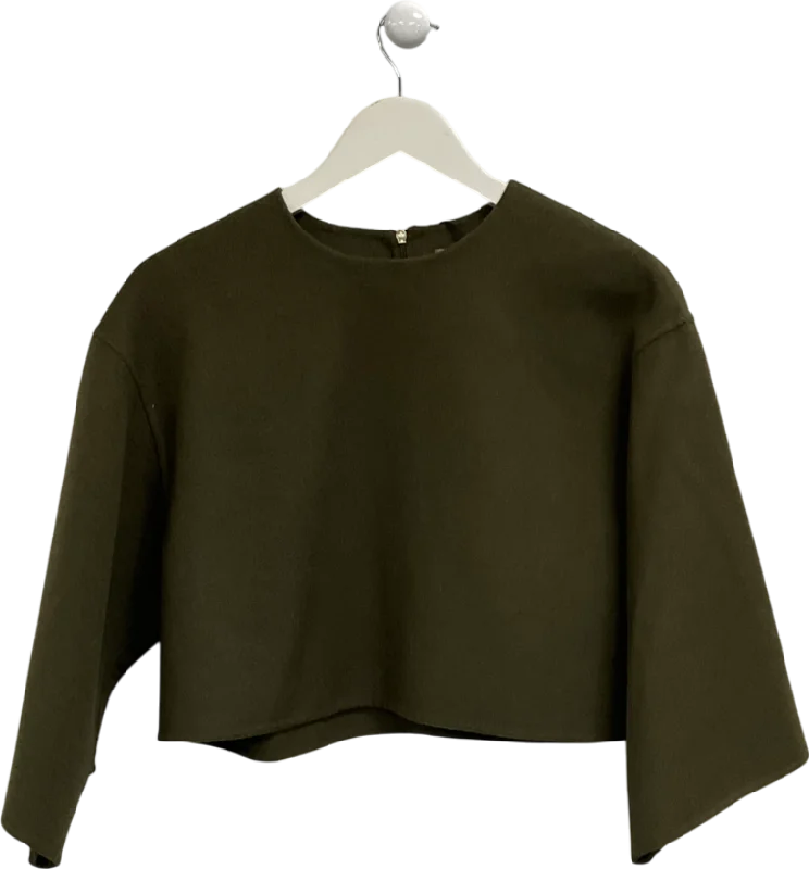 Women's Guernsey SweatersRiver Island Green Premium Wool Blend Crop Top UK 8