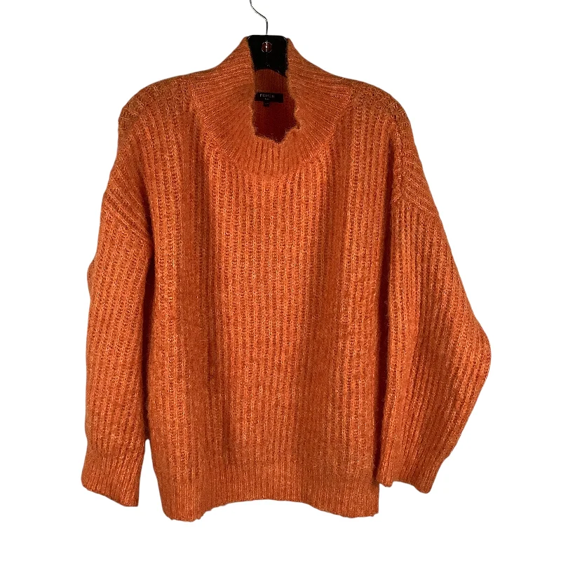 Women's Mandarin Collar SweatersSweater By Cmc In Orange, Size: M