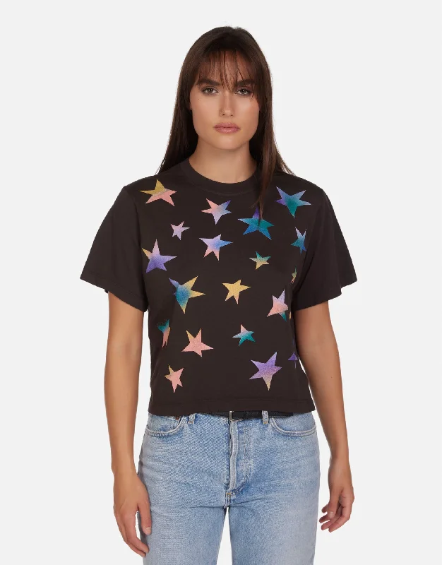 Women's Blouse with Sweetheart CollarRue Rainbow Stars