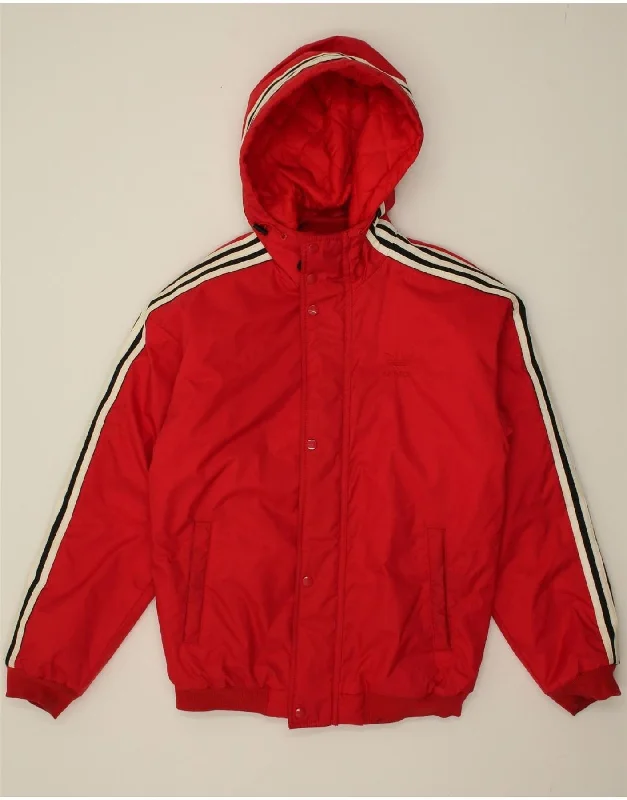 Women's Coats with HoodADIDAS Womens Graphic Hooded Padded Jacket UK 8 Small Red Polyamide