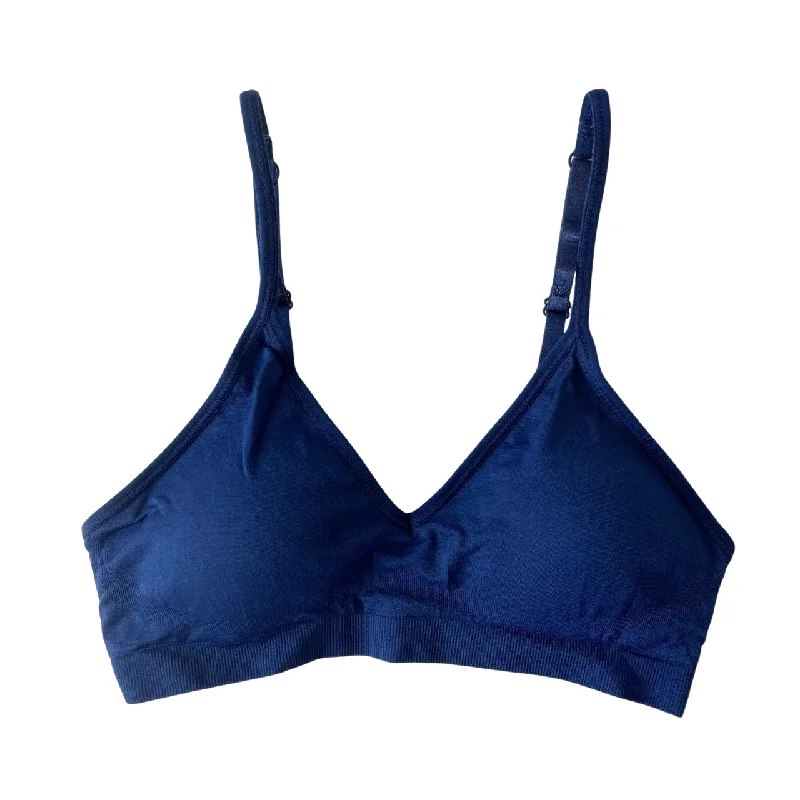 backless bra with invisible strapsNavy Blue Triangle Padded Bralette