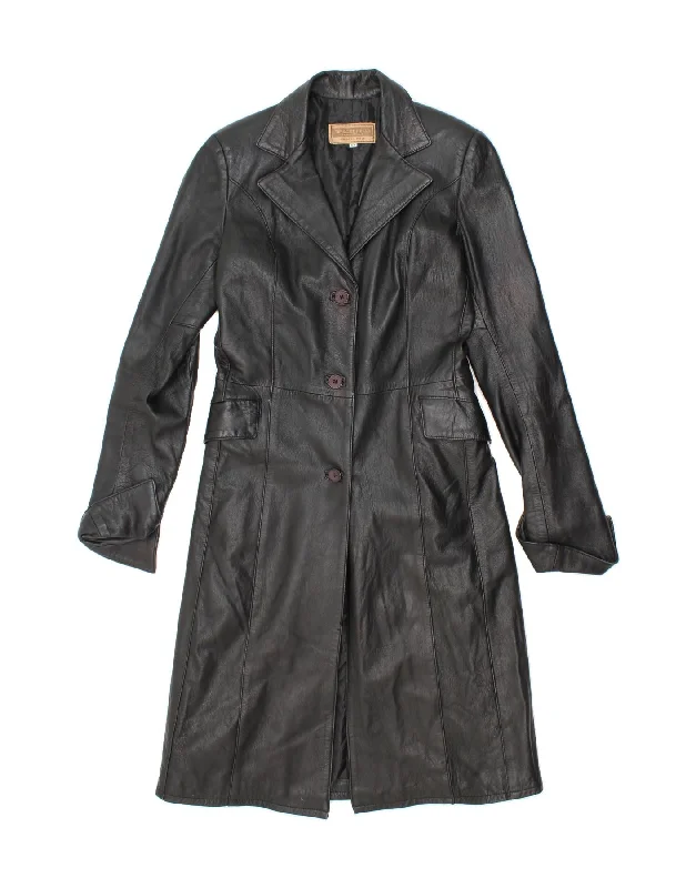 Women's Coats with ZipperVINTAGE Womens Leather Coat IT 42 Medium Black Leather