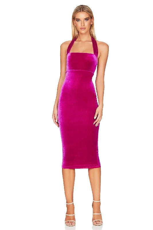 Women's Strapless DressesNookie Vera Velvet Midi Dress - Fuchsia