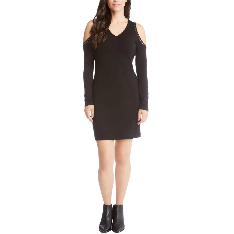 Women's Narrow-Neck DressesKaren Kane Womens Embellished Bodycon Cold Shoulder Dress