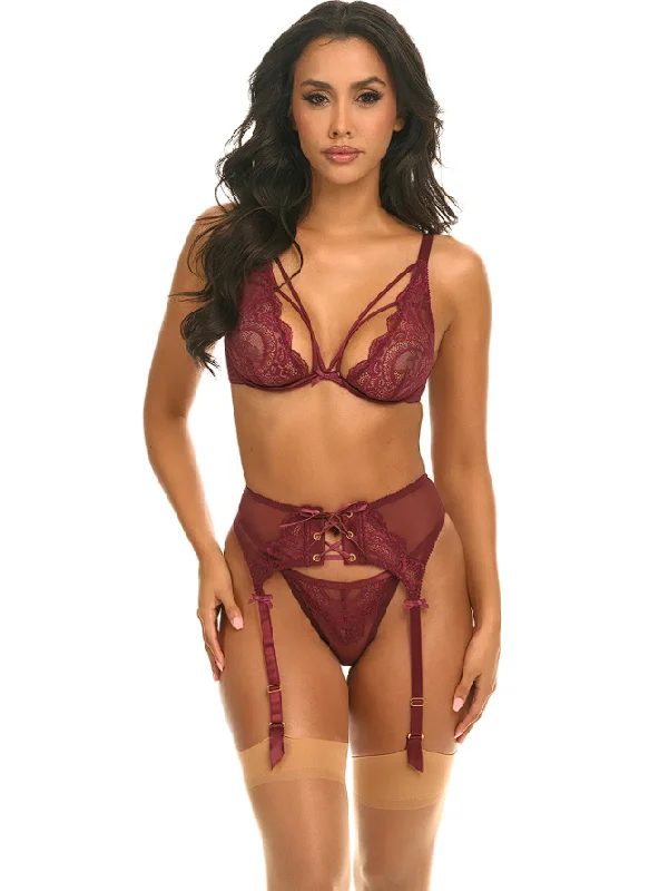 wireless maternity braWynter 3-Piece Garter Set - Zinfandel