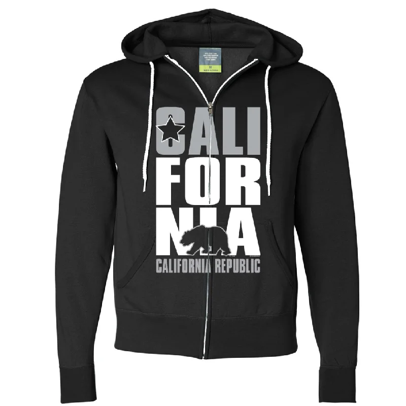 Women's Hooded Sweatshirts with Floral LiningCalifornia Republic Raiders Style Zip-Up Hoodie