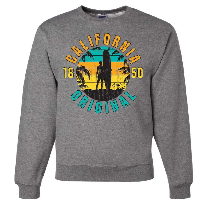 Women's Hooded Sweatshirts with Slant PocketsCalifornia Original Vintage Surfer Crewneck Sweatshirt