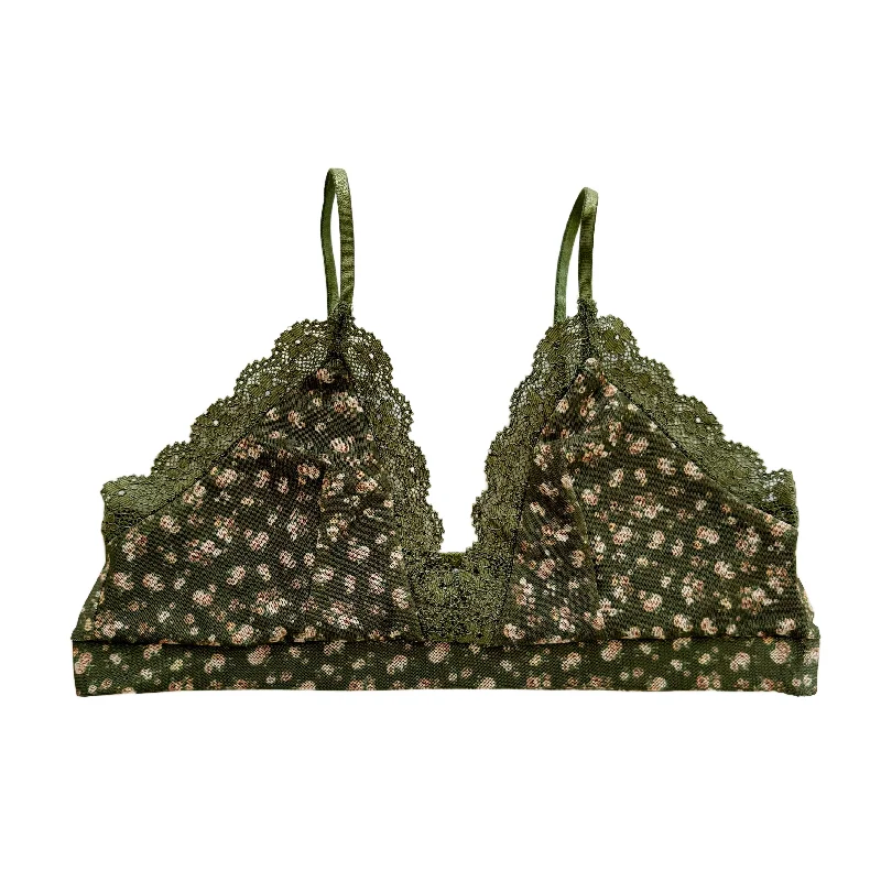 lace-trimmed convertible bra for special eventsOlive Floral Mesh Lace Bralette