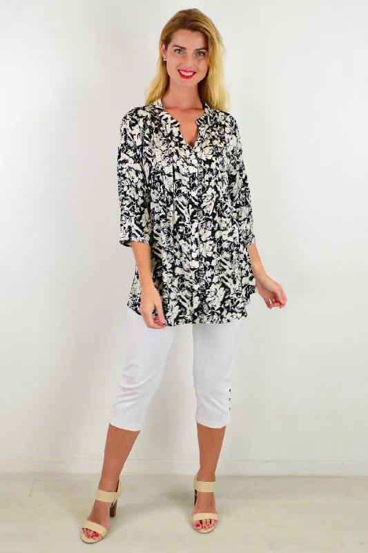 Women's All-Season ShortsBlack Roxanne Floral Tunic Shirt