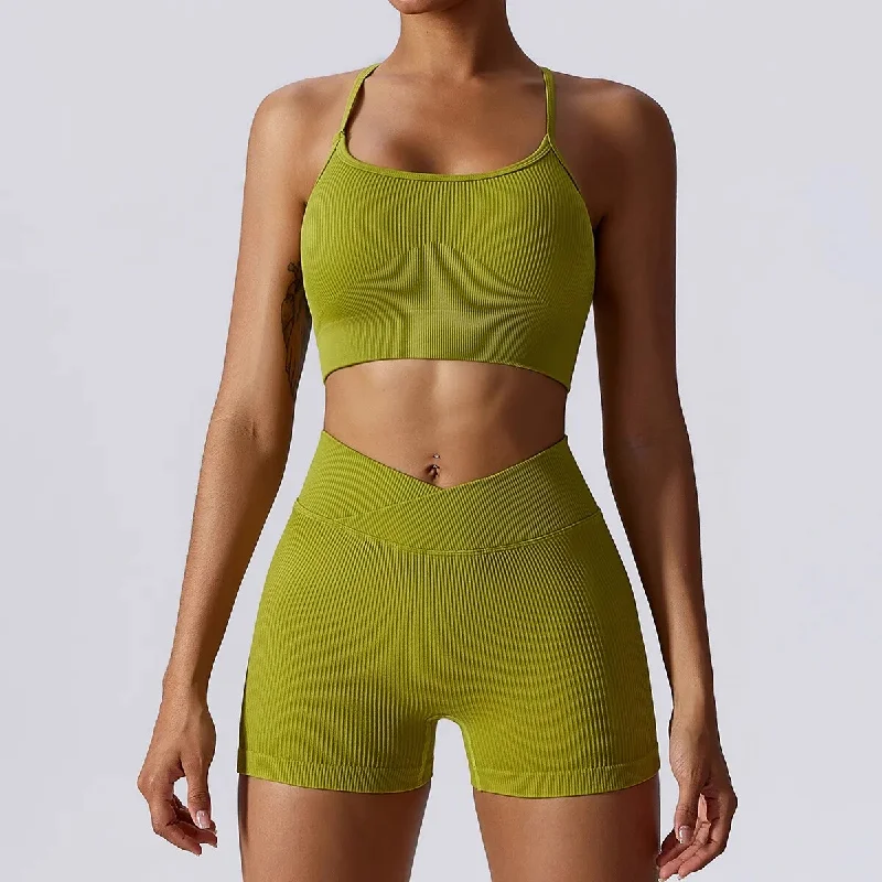 green vest short set