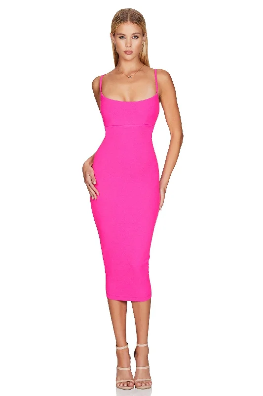 Women's Wide Collar DressesNookie Bailey Midi Dress - Neon Pink