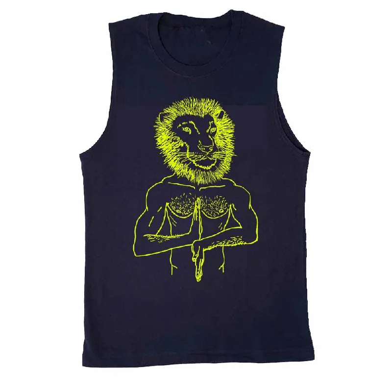 Women's Blouse with Narrow CollarBrian Kenny Lion Head Sleeveless T-Shirt