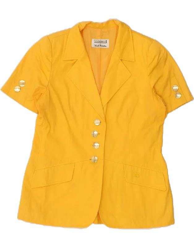 Women's Windbreaker CoatsRENATO BALESTRA Womens 4 Button Blazer Jacket IT 44 Medium Yellow Cotton