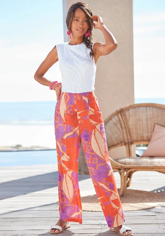 Women's Straight-Leg PantsLASCANA Women's Patterned High Waisted Pants