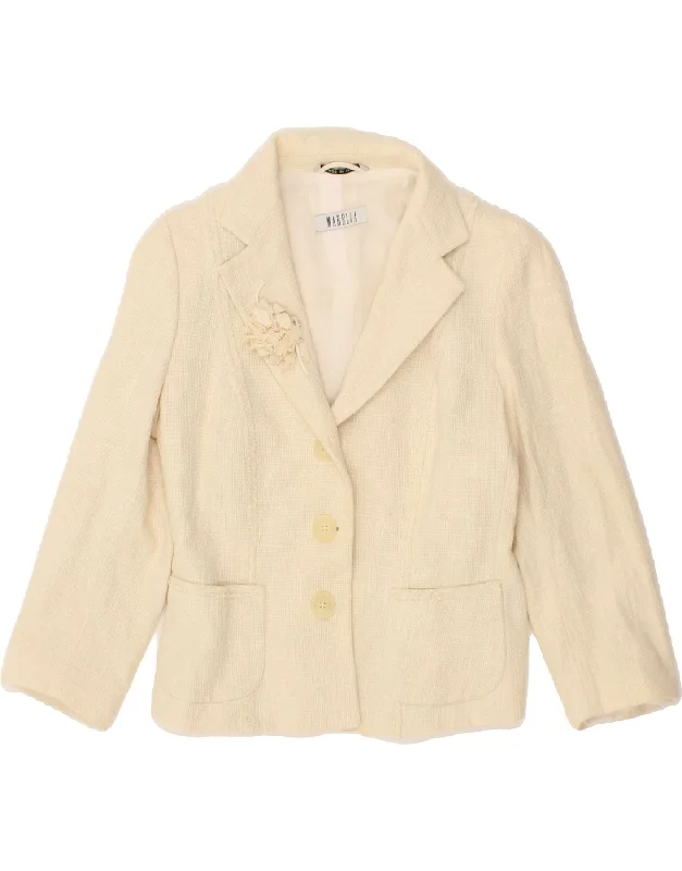 Women's Anorak CoatsMARELLA Womens 3 Button Blazer Jacket UK 12 Medium Beige Cotton