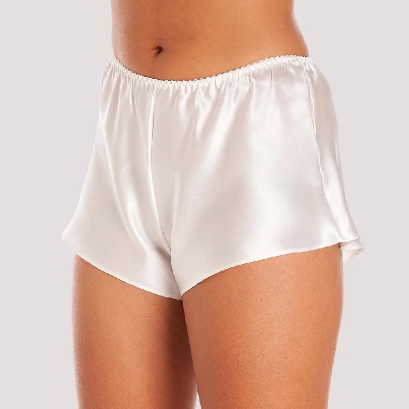 seamless panties with a concealed waistband for a smooth undergarment lineFrench Daina White Silk Satin French Elegance Knickers