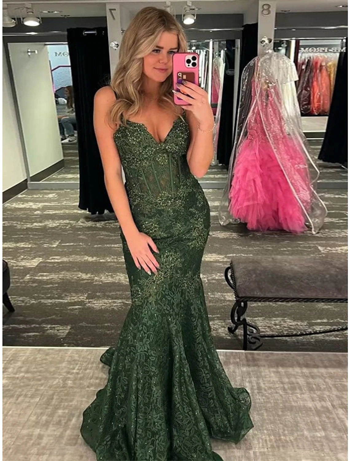 Women's Shawl Collar DressesMermaid / Trumpet Evening Gown Maxi Dress Formal Prom Sweep / Brush Train Sleeveless Spaghetti Strap Spandex Backless with Crystals Appliques Pure Color