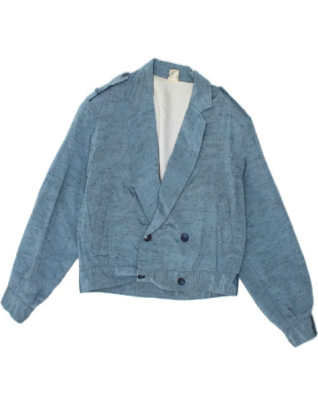 Women's Coats with Fur Trimmed CollarVINTAGE Womens Military Oversized Bomber Jacket UK 14 Medium Blue Flecked