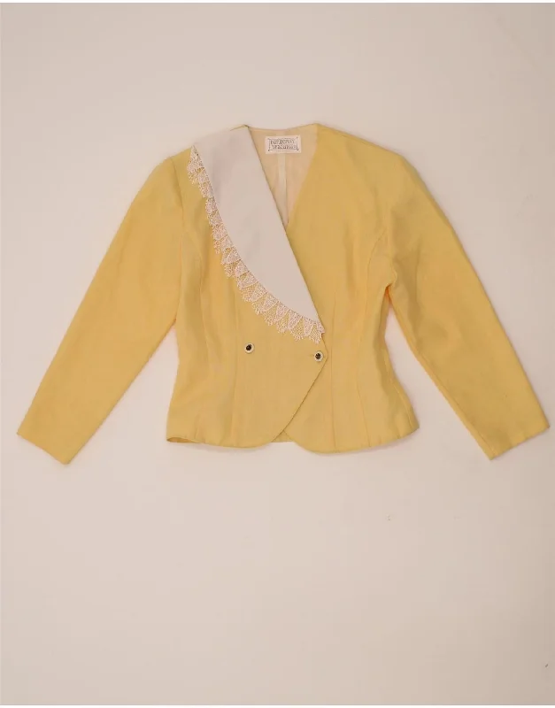 Women's Duffle CoatsVINTAGE Womens Double Breasted Blazer Jacket UK 12 Medium Yellow