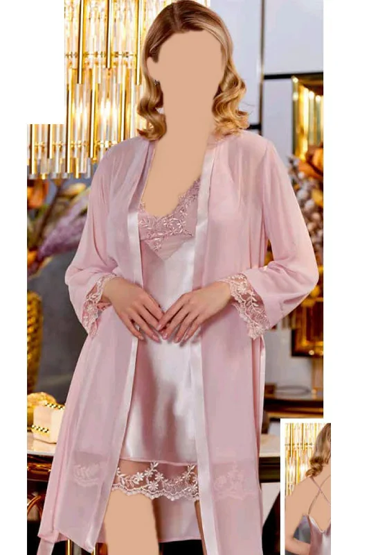 women's pajamas made from organic cottonLNGR 2 Piece Satin Robe Set