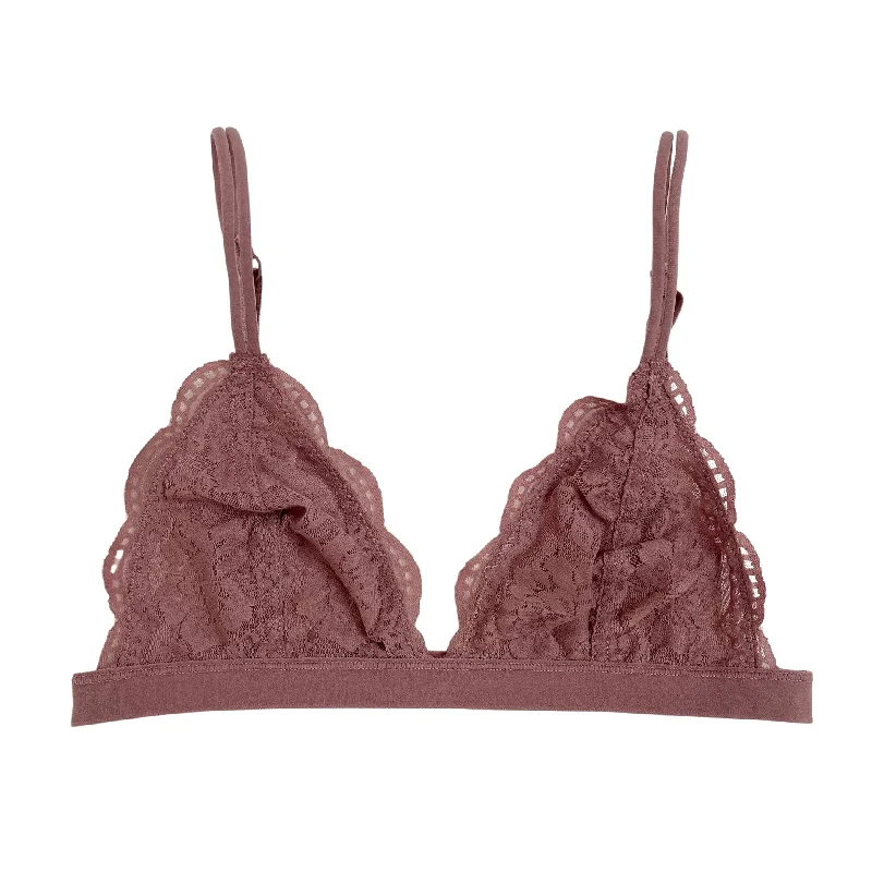 convertible bra with silicone strips for supportMauve Triangle Floral Lace Bralette