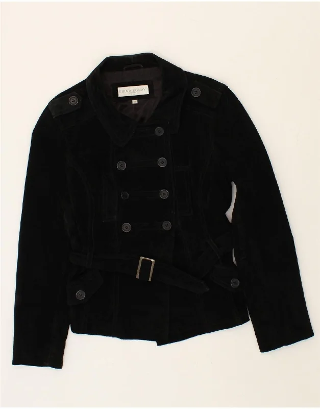 Women's Leather CoatsVINTAGE Womens Double Breasted Suede Jacket UK 14 Medium  Black Suede