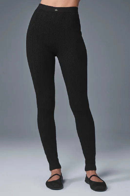 Pointelle Sweater High-Waist Be Mine Legging - Black