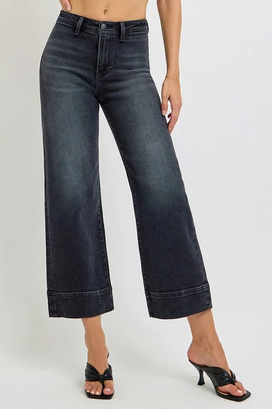 Women's One-Piece JumpsuitsWide Leg Wash Black Jeans