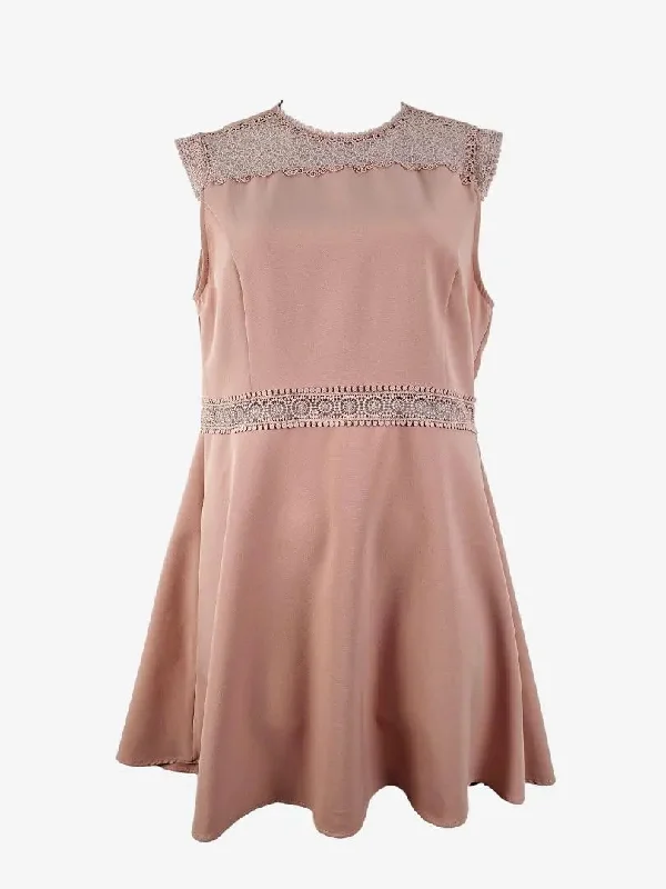 Women's Square-Back DressesZara Dusty Rose Tailored Broderie Trimmed MIni Dress Size XL