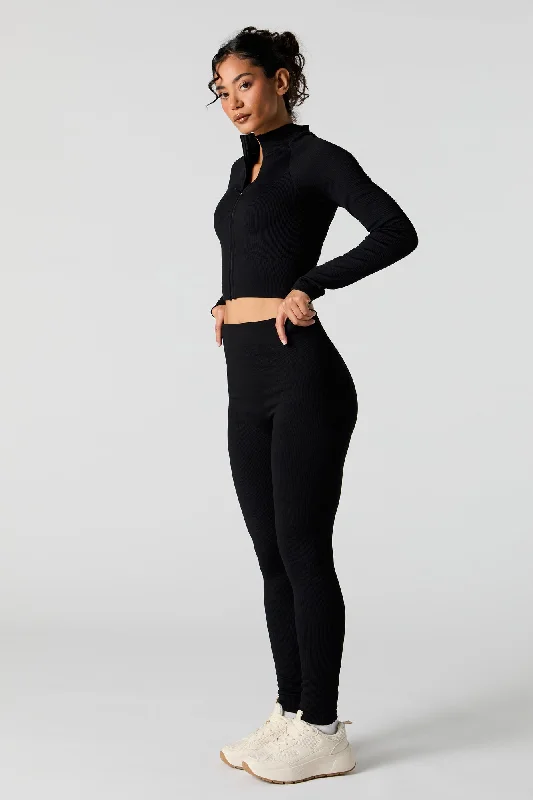 Women's V-Neck BlouseActive Seamless Ribbed Legging