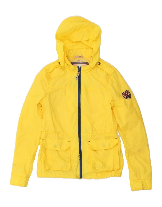 Women's Anorak CoatsTOMMY HILFIGER Womens Hooded Rain Jacket UK 10 Small Yellow Polyester