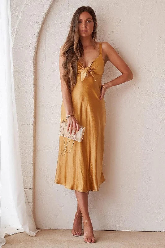 Women's One-Shoulder DressesGala Midi Dress - Mustard