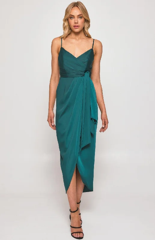 Women's Sweetheart Collar DressesSamba Midi Dress - Emerald