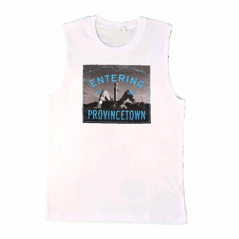 Women's Blouse with Low CollarEntering Provincetown Pilgrim Monument Sleeveless T-Shirt